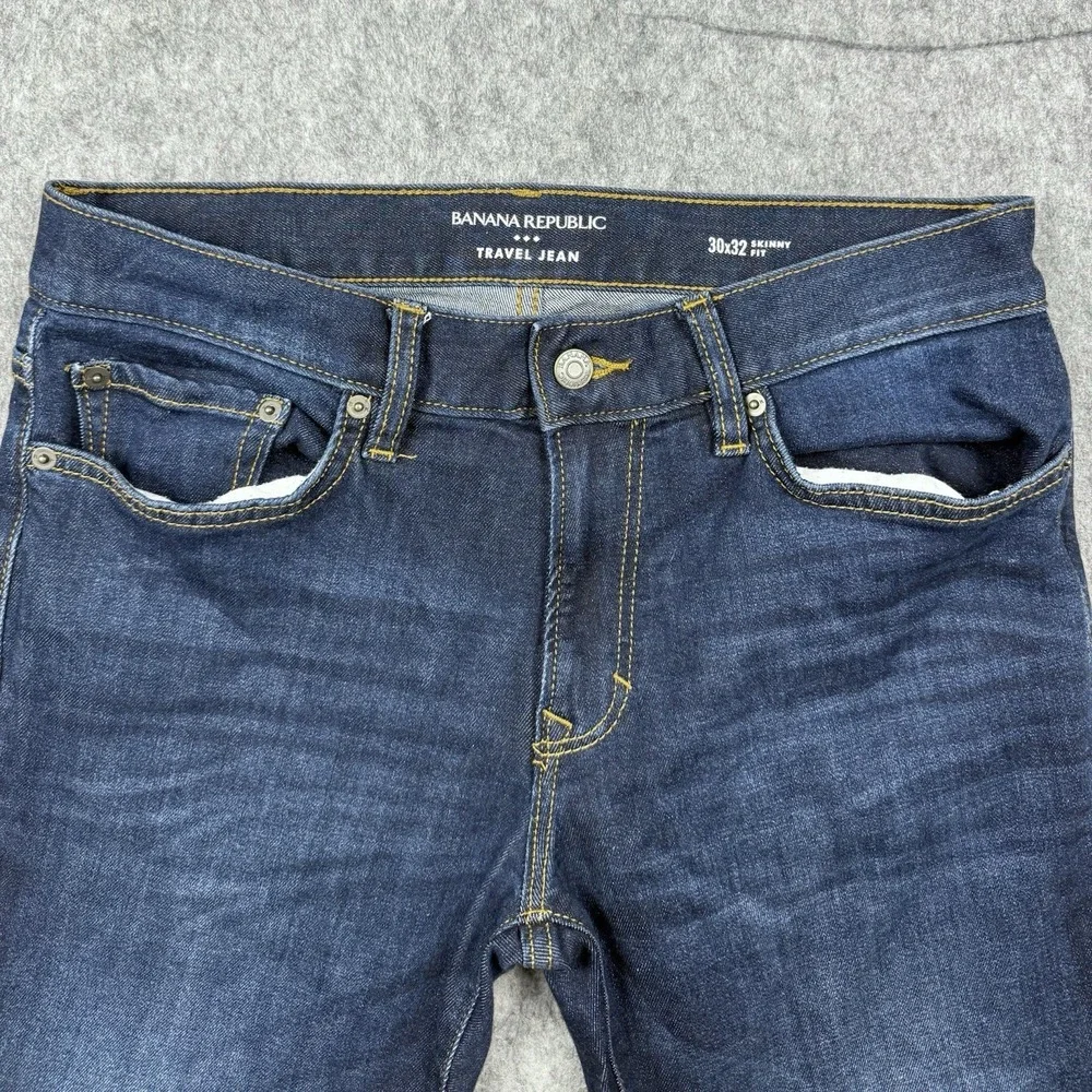Banana Republic Traveler Slim Jeans Men's 30x32 (Fits 30x30) Blue Stretch Denim